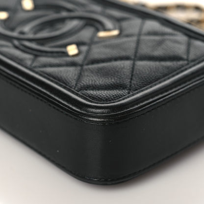 Chanel Caviar Quilted CC Filigree Clutch With Chain Black 10 of 11