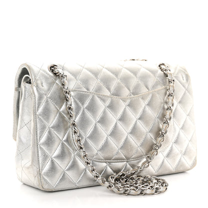 Chanel Metallic Lambskin Quilted Medium Double Flap Silver 3 of 10
