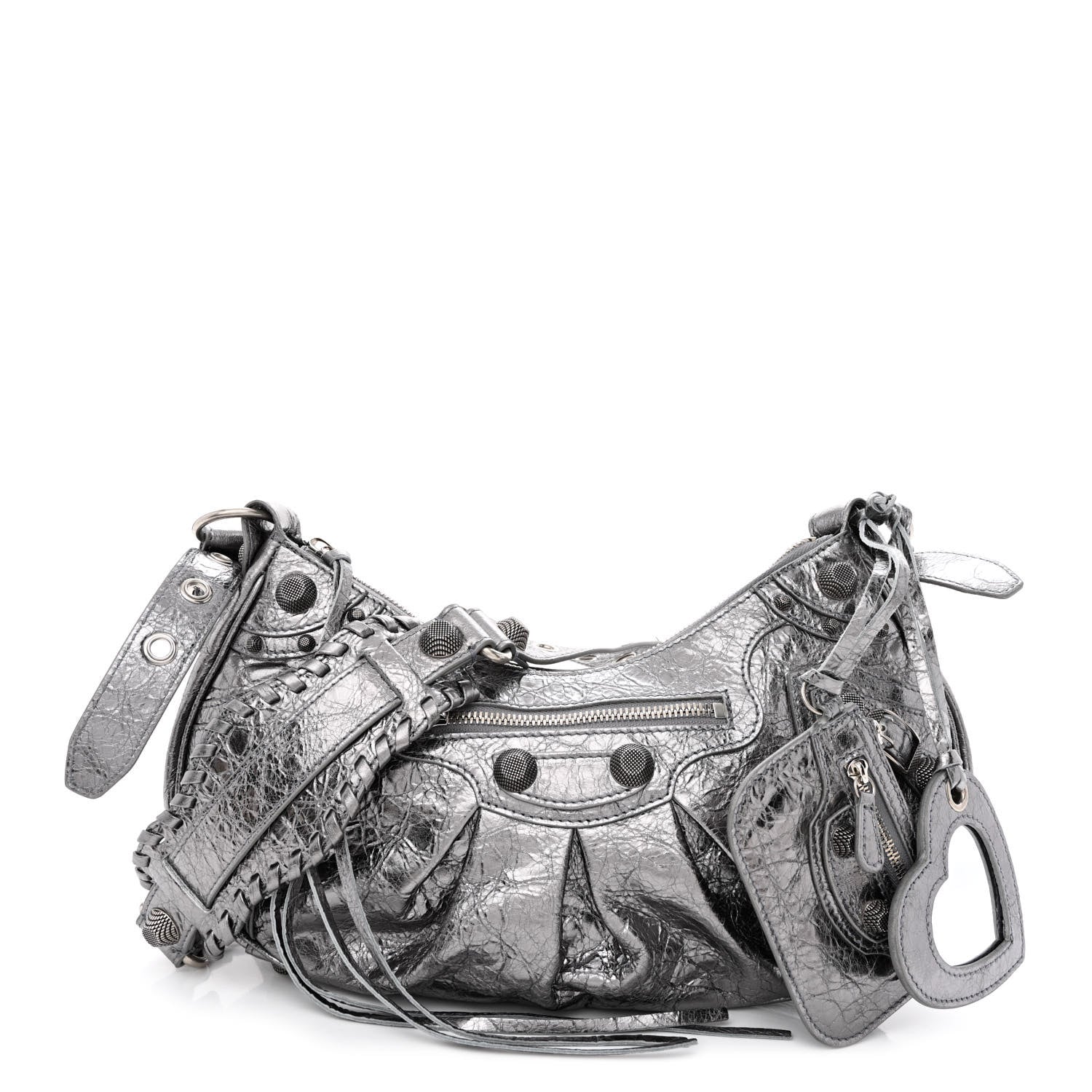 Balenciaga Metallic Agneau Arena Small Le Cagole Shoulder Bag Silver 1 of 10