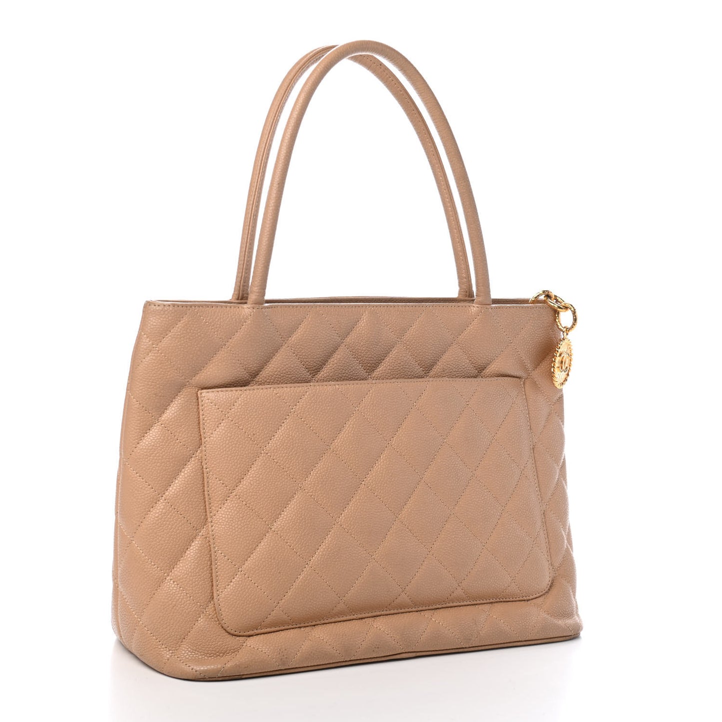 Caviar Quilted Medallion Tote Beige