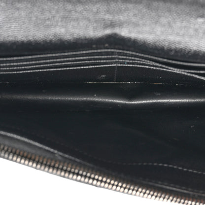 Saint Laurent Grain De Poudre Matelasse Chevron Monogram Monochrome Envelope Chain Wallet Black 5 of 20