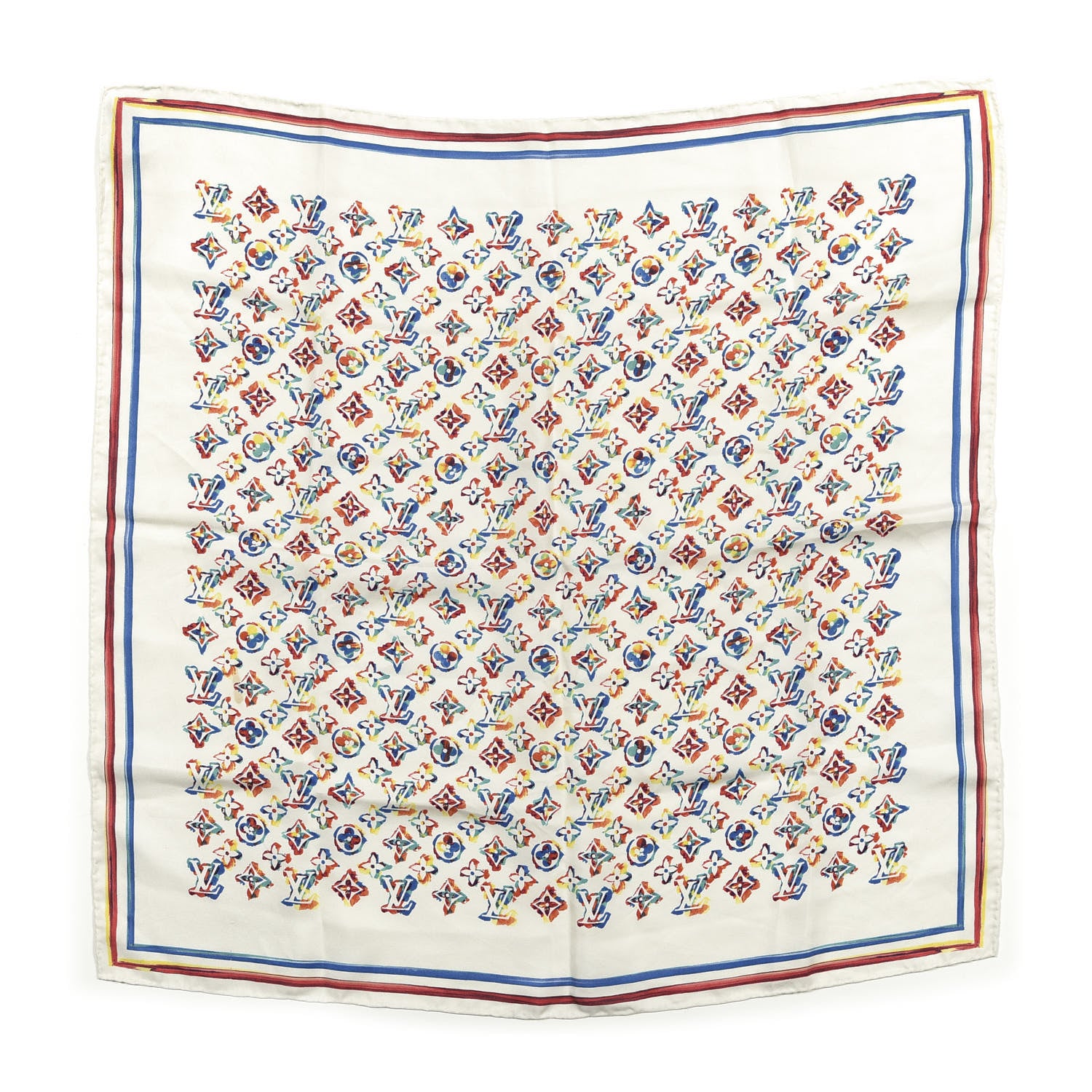 Louis Vuitton Silk Monogram Rainbow Square Scarf White 1 of 4