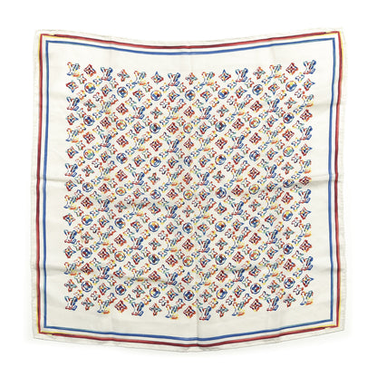 Louis Vuitton Silk Monogram Rainbow Square Scarf White 1 of 4