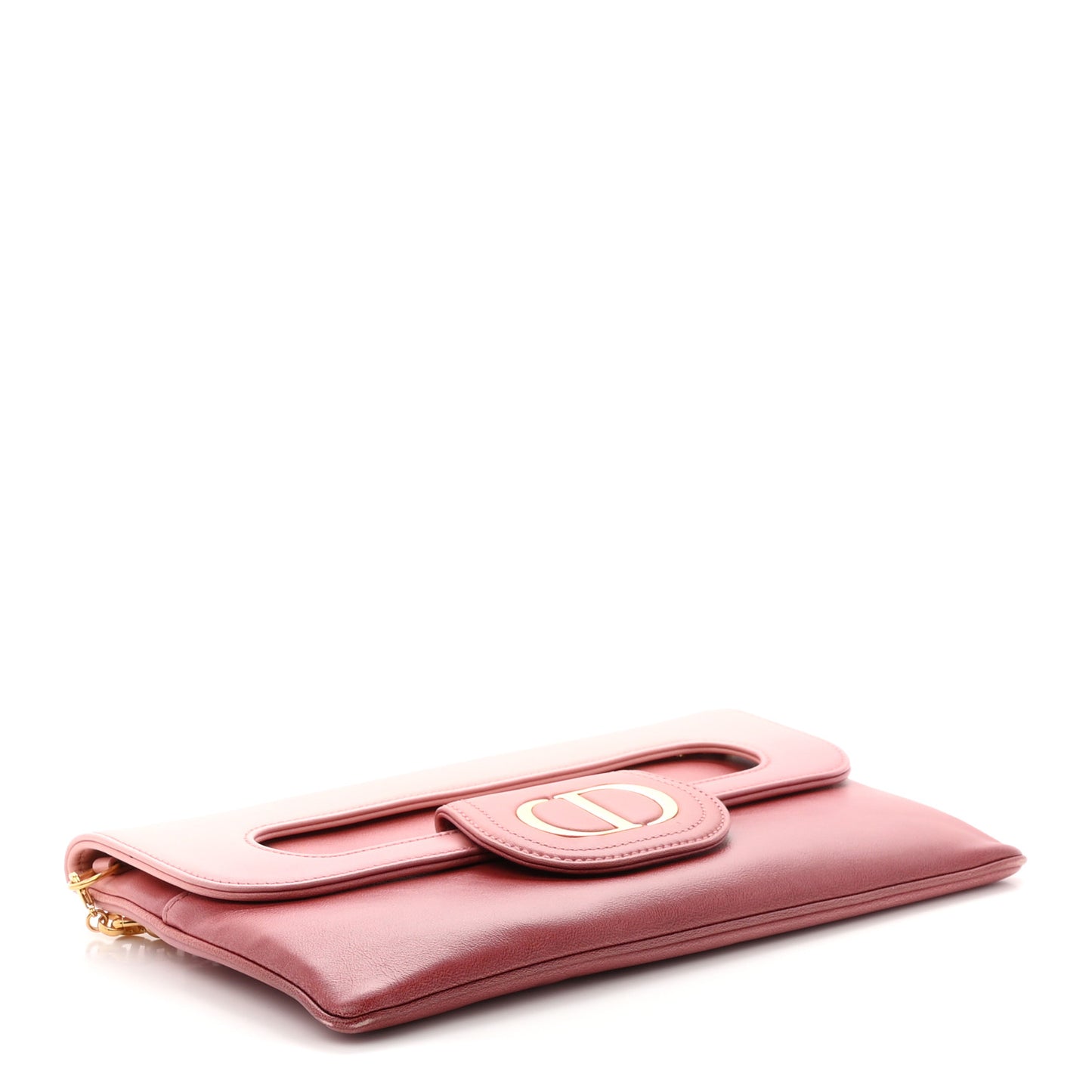Smooth Calfskin Medium Diordouble Chain Bag Rose Multicolor
