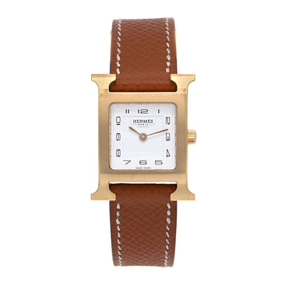Hermes Stainless Steel Epsom 21mm Heure H Hour Quartz Watch Gold 1 of 5