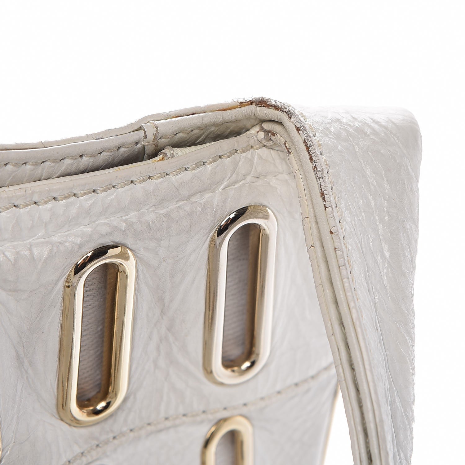 Jimmy Choo Calfskin Grommet Khan Hobo White 15 of 20