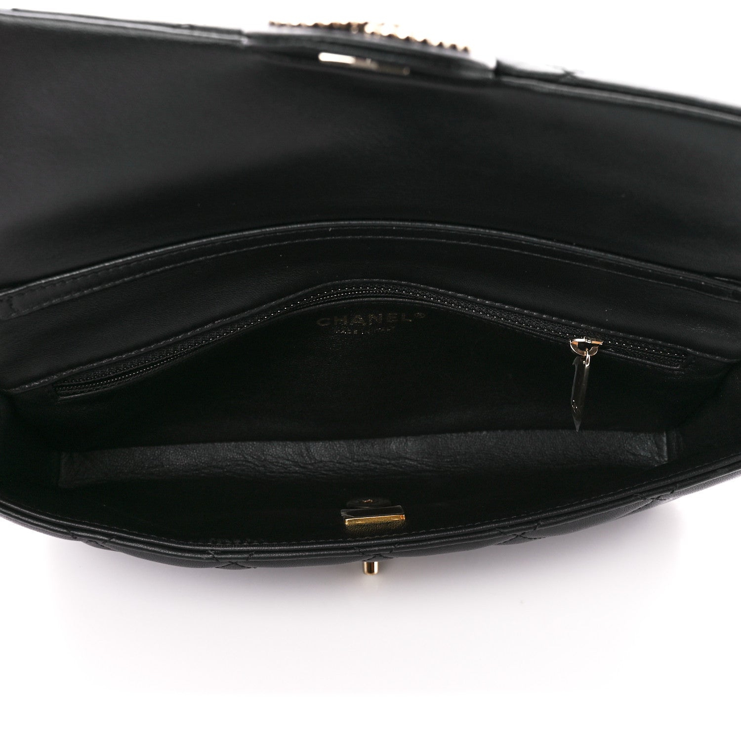 Chanel Lambskin Quilted Pearl CC Flap Clutch Black 5 of 12