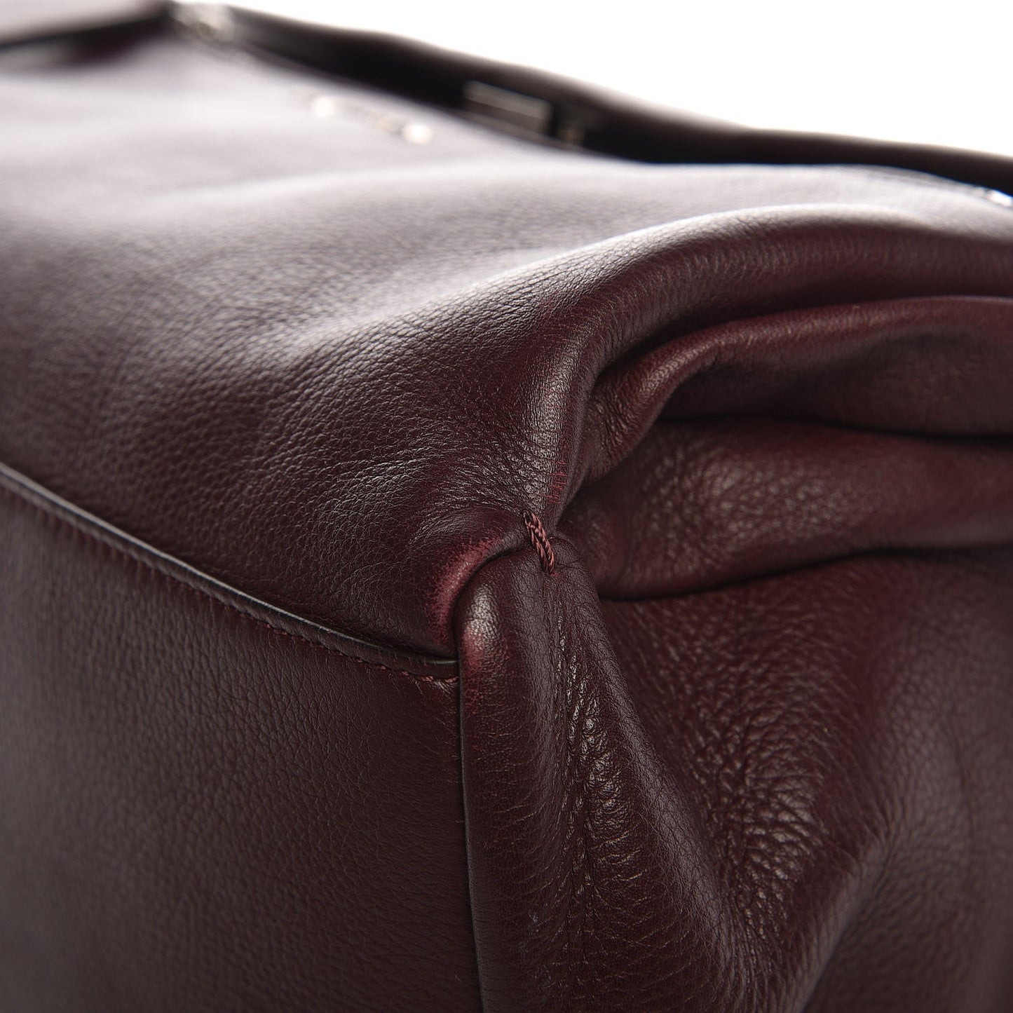 Grained Calfskin Medium Pandora Pure Flap Bag Aubergine