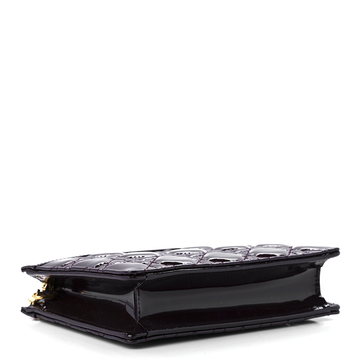 Christian Dior Patent Cannage Caro Zipped Pouch With Chain Amaranth 3 of 11