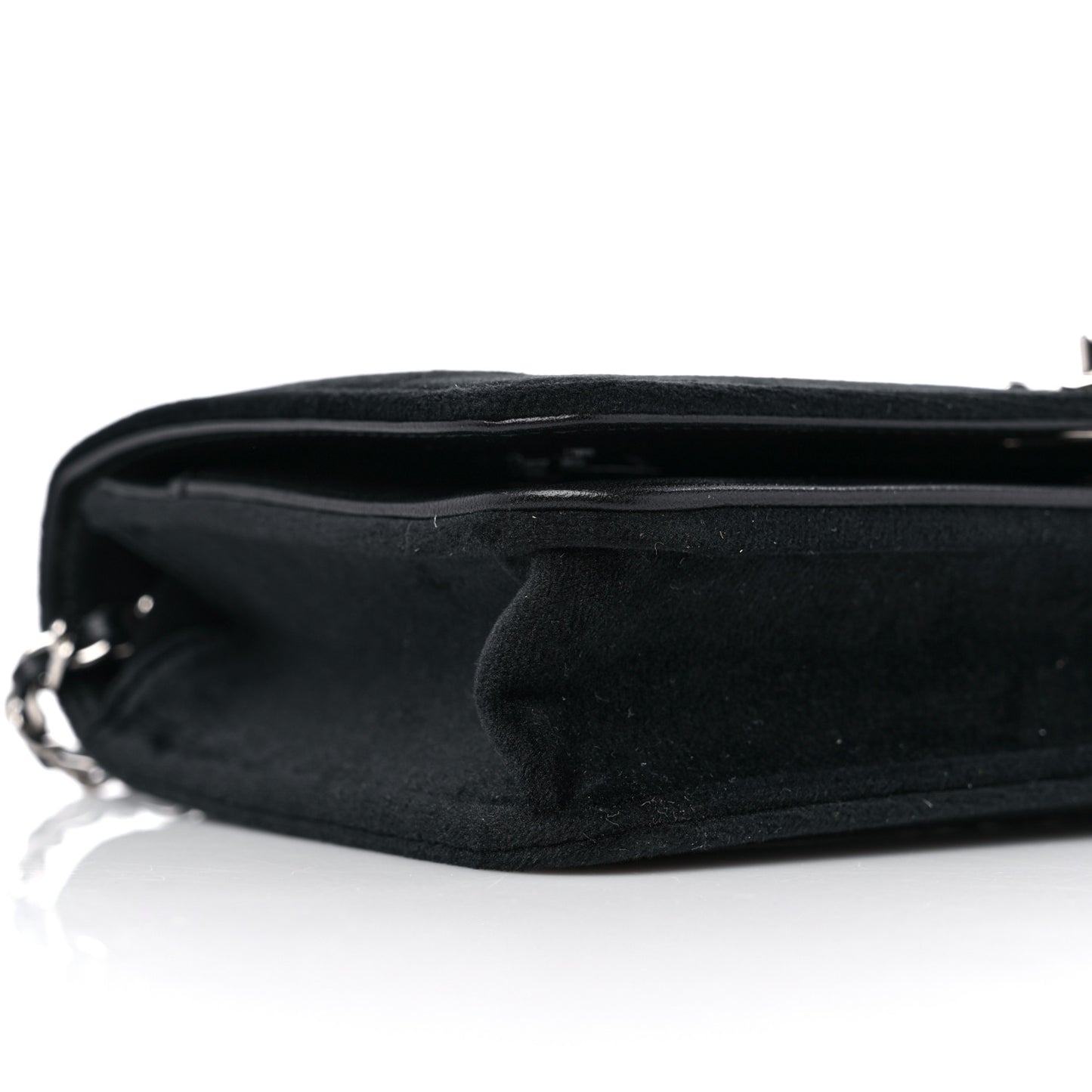 Velvet Metallic Embellished Boy Wallet On Chain WOC Silver Black