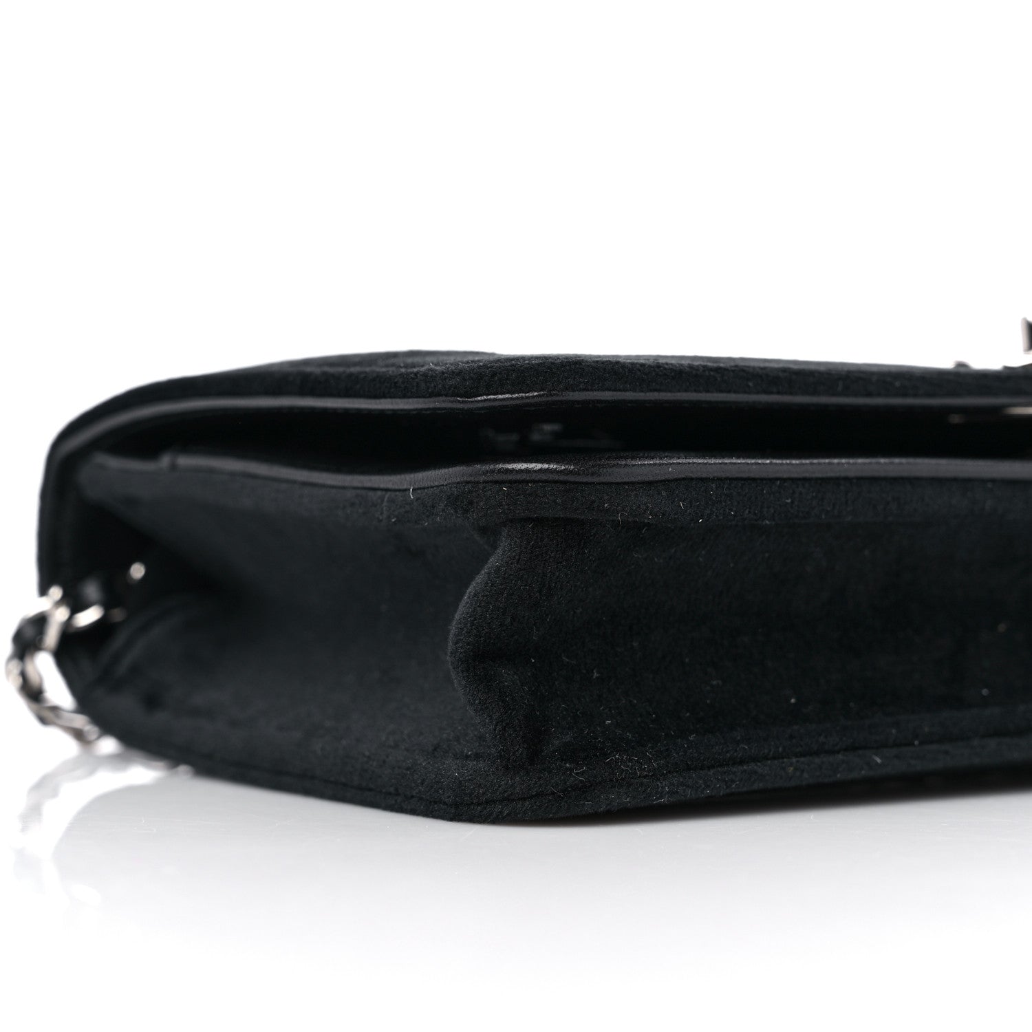 Chanel Velvet Metallic Embellished Boy Wallet On Chain WOC Silver Black 9 of 12