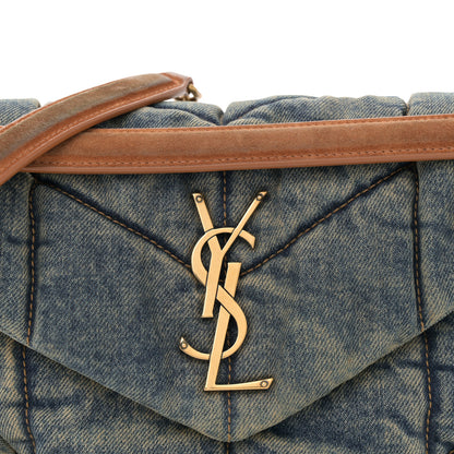 Saint Laurent Denim Quilted Small Loulou Puffer Monogram Chain Satchel Blue Cinnamon 8 of 11
