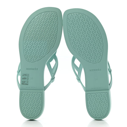 Hermes Rubber Womens Egerie Sandals 38 Vert Embrun 5 of 7
