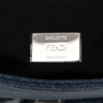 Fendi Denim Lavato Cuoio Frayed Baguette Denim Chiaro Cuoio 6 of 10