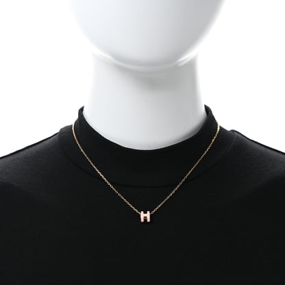 Hermes Lacquered Rose Gold Mini Pop H Pendant Necklace Rose Dragee 1 of 4