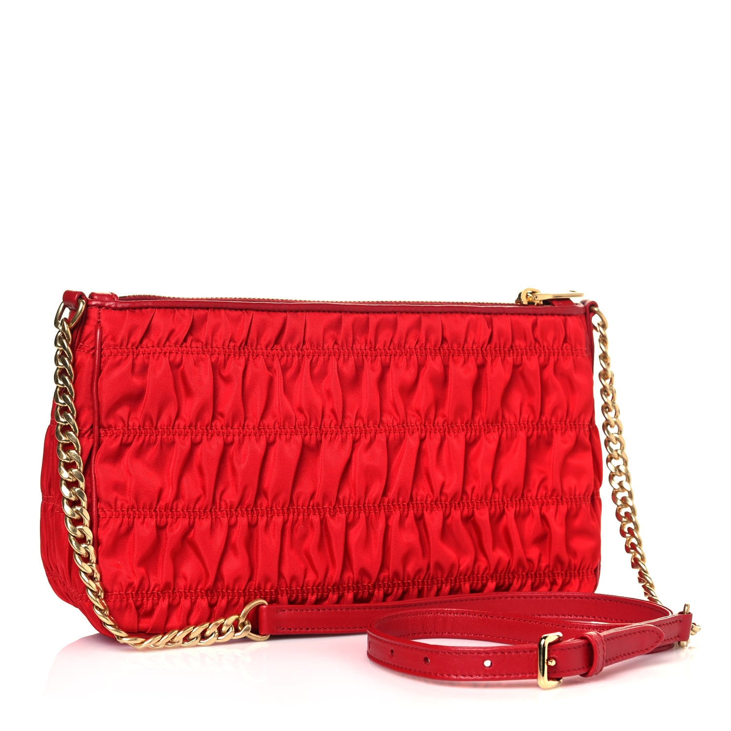 Tessuto Nylon Gaufre Shoulder Bag Rosso