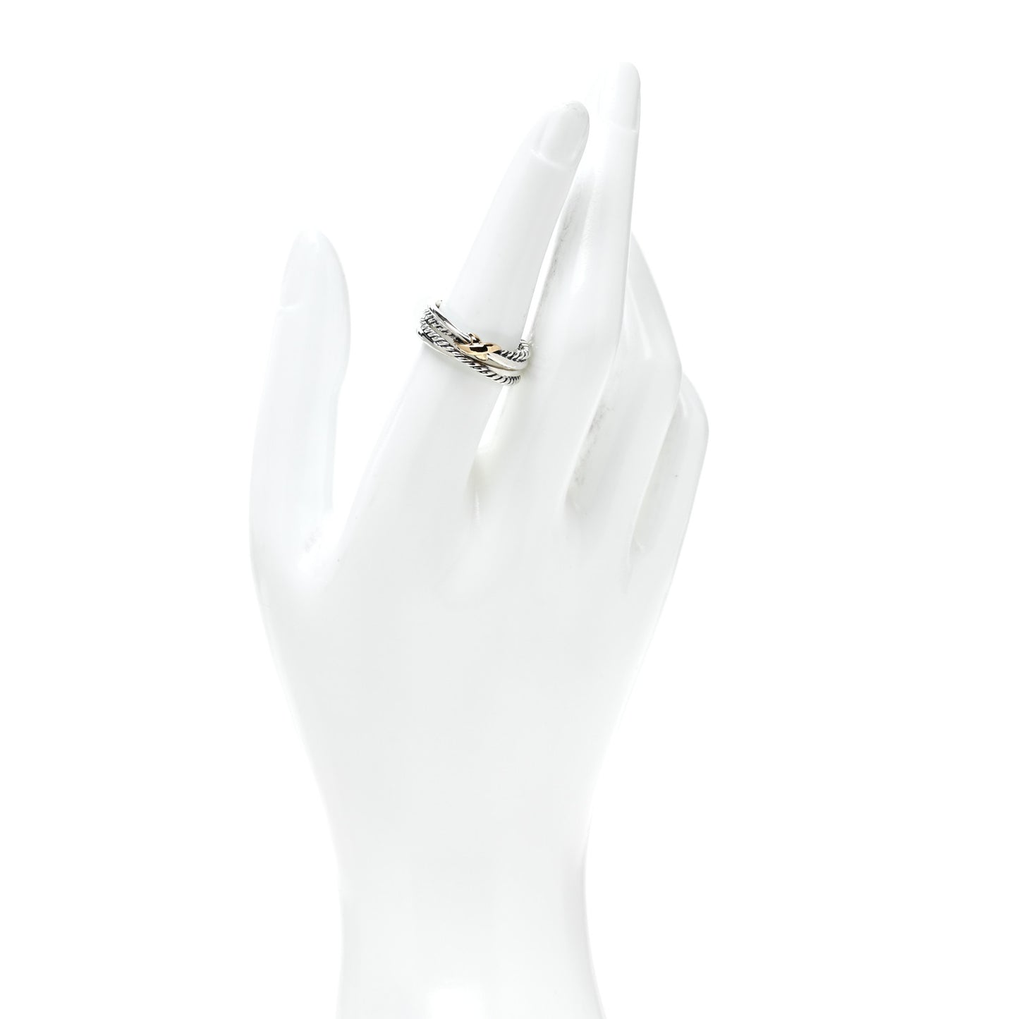 Sterling Silver 18K Yellow Gold 6mm X Crossover Ring 54 7