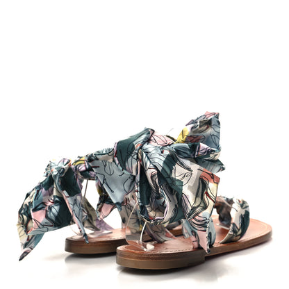 Christian Louboutin Crepe Satin Niloo Du Desert Flat Sandals 40 Multi Lin 4 of 8