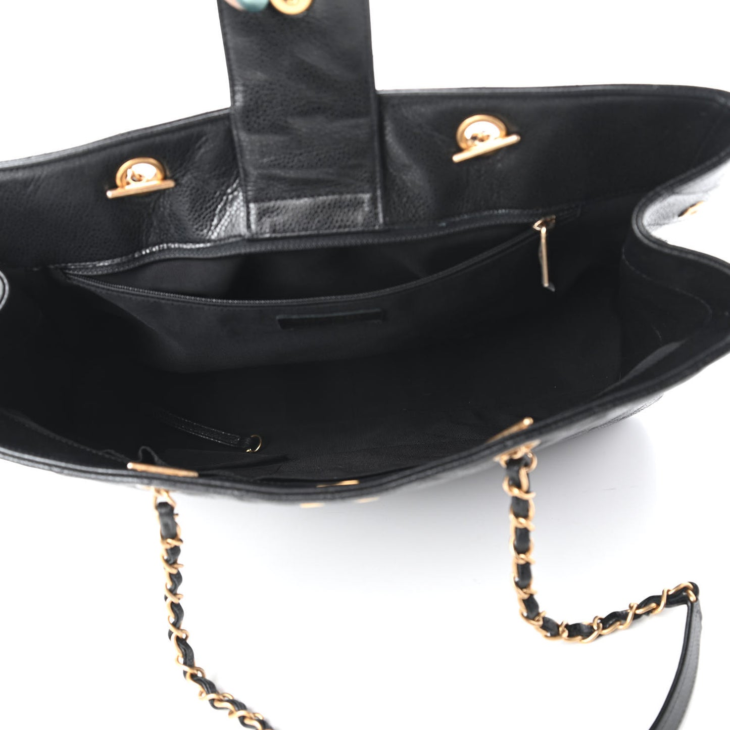 Caviar Quilted Large Shopping Tote Black
