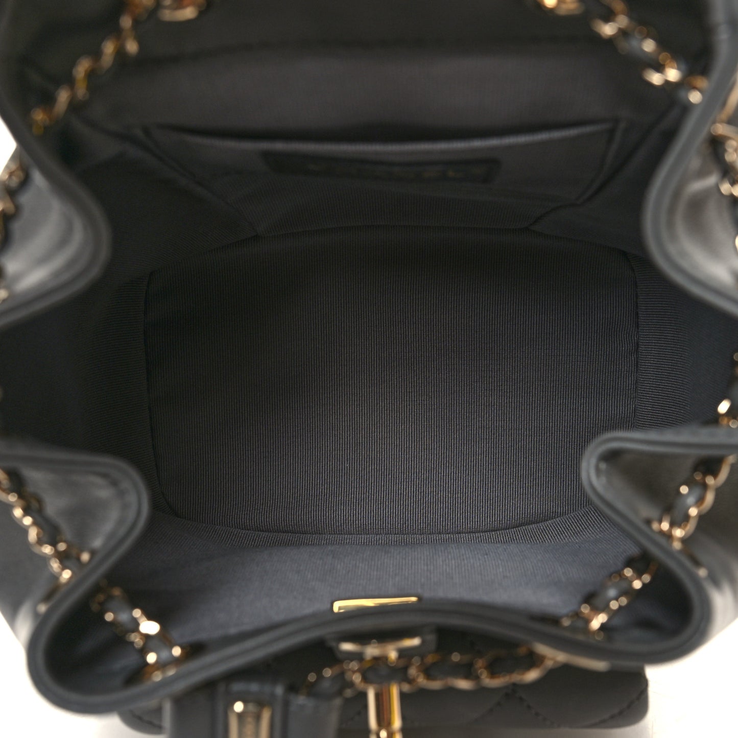 Lambskin Quilted Small Duma Drawstring Backpack Grey