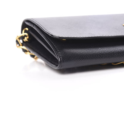 Prada Saffiano Metal Oro Chain Wallet Black 8 of 10