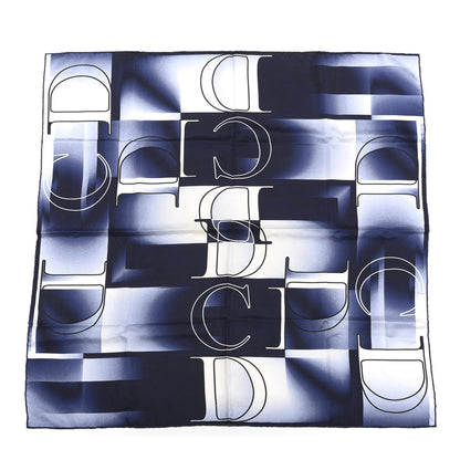 Christian Dior Silk CD Square Scarf Navy White 1 of 5