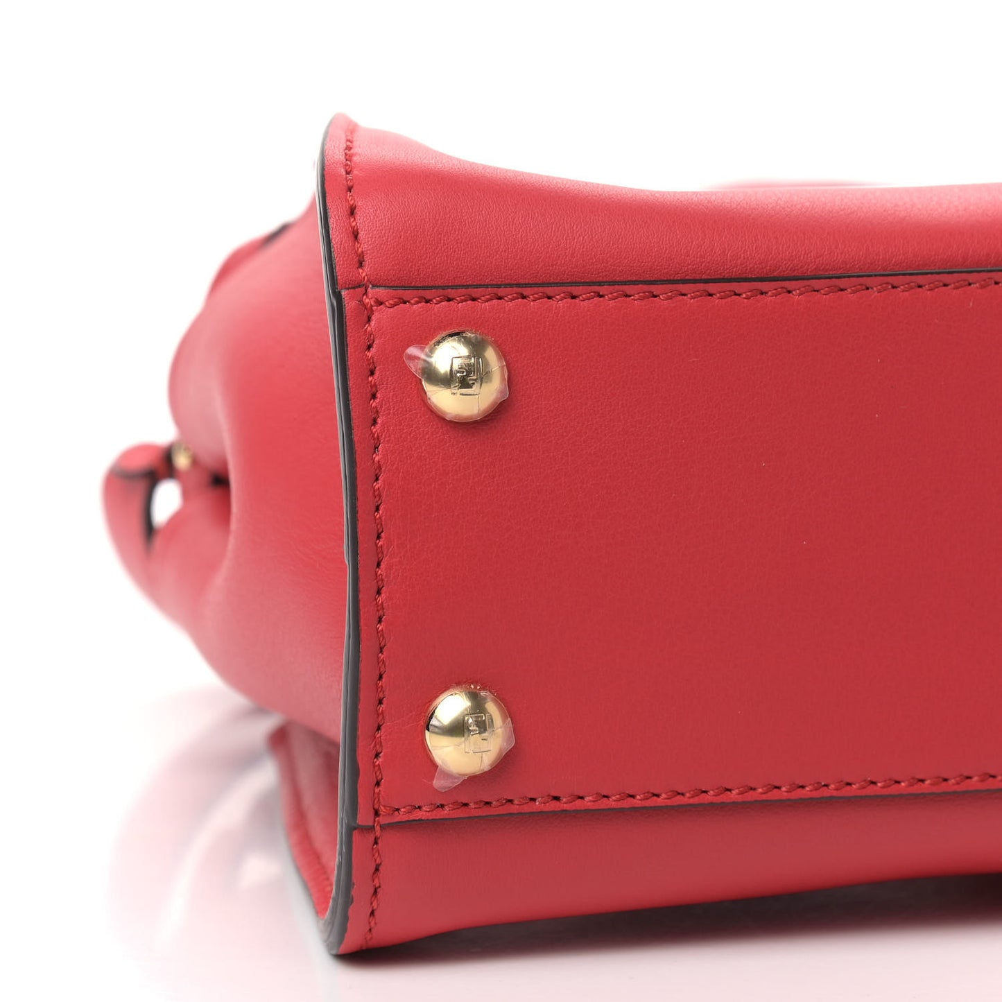 Vitello Seta Canvas FF Embroidered Mini Peekaboo Iconic Satchel Rosso Cardinale Multicolor