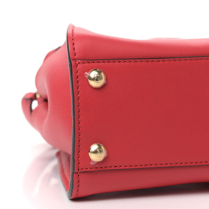 Fendi Vitello Seta Canvas FF Embroidered Mini Peekaboo Iconic Satchel Rosso Cardinale Multicolor 7 of 8