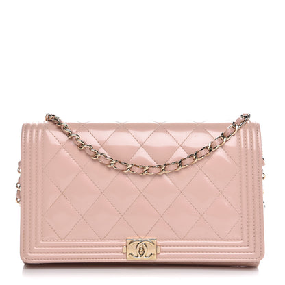 Chanel Iridescent Calfskin Quilted Boy Wallet on Removable Chain Light Pink 1 of 10