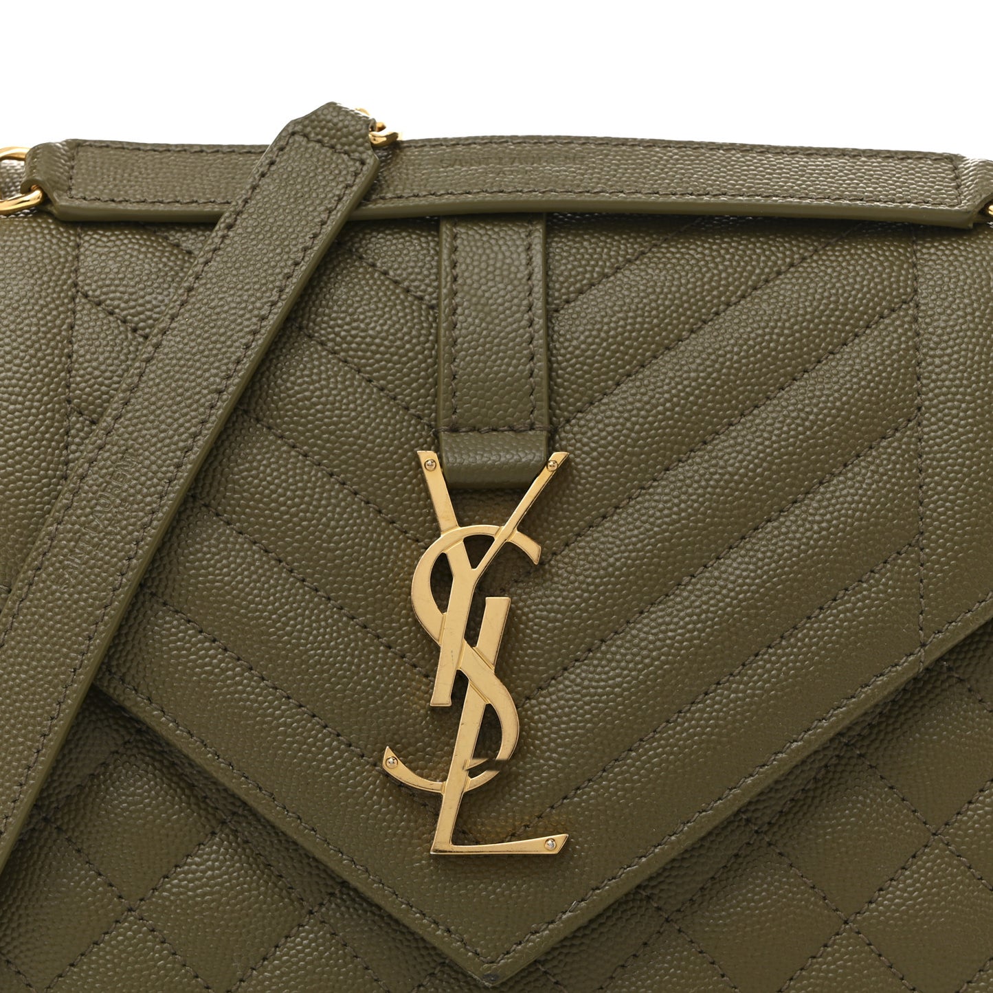 Grain De Poudre Textured Mixed Matelasse Triquilt Medium Monogram Satchel Vert Kaki
