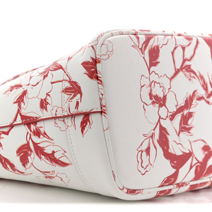 Salvatore Ferragamo Calfskin Floral Dragon Print Tote White Red 10 of 12