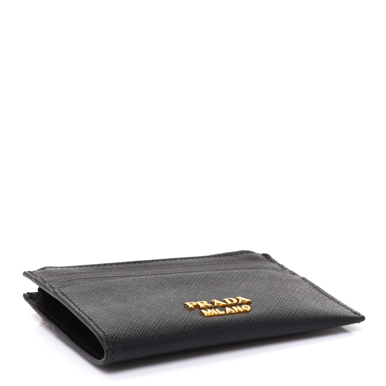 Prada Saffiano Triangle Zip Card Holder Black 4 of 7