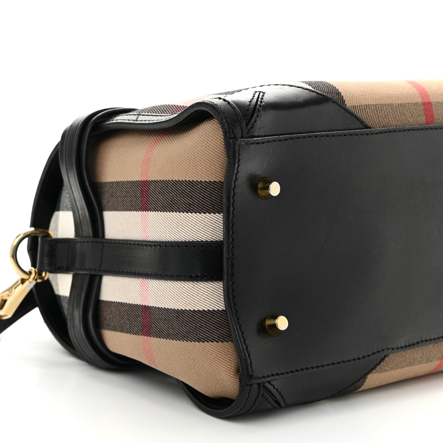 House Check Bridle Calfskin Medium Alchester Bowling Bag Black
