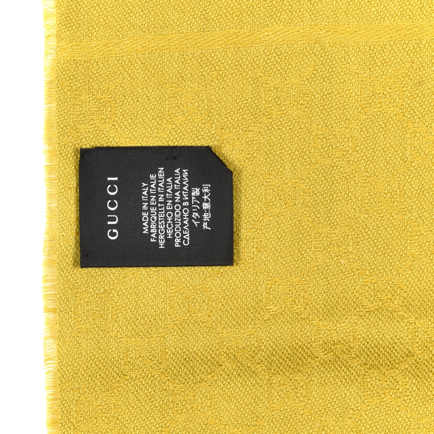 Gucci Wool Silk Monogram Fringe Scarf Marigold 4 of 5
