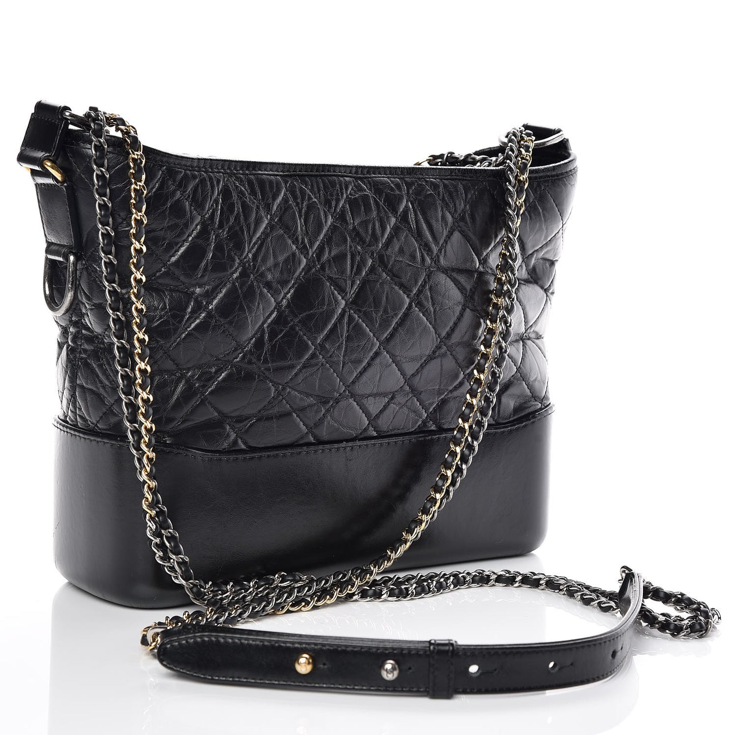 Aged Calfskin Quilted Medium Gabrielle Hobo Black