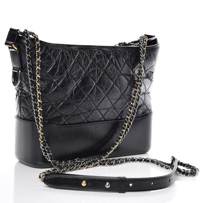 Chanel Aged Calfskin Quilted Medium Gabrielle Hobo Black 3 of 14