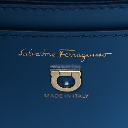 Salvatore Ferragamo Calfskin Round Studio Crossbody Blue 8 of 9