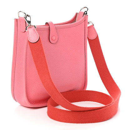 Hermes Taurillon Clemence Amazone Evelyne TPM Rose Azalee Rouge Pivoine 3 of 9