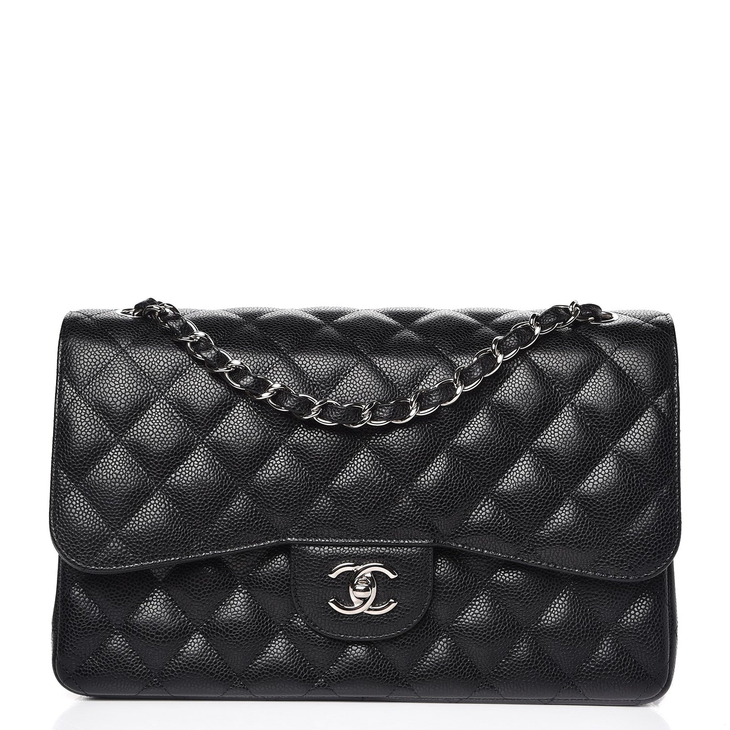 Caviar Quilted Jumbo Double Flap Black