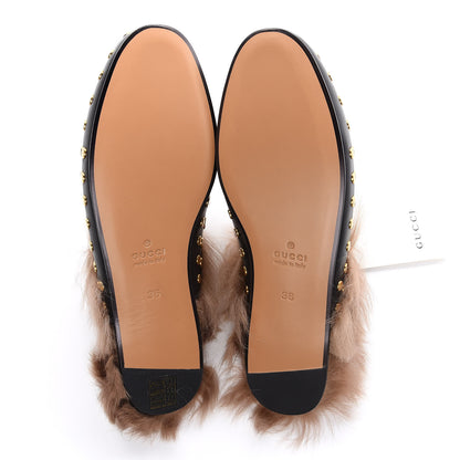 Gucci Calfskin Lambswool Studded Womens Princetown Slippers 36 Black 6 of 8