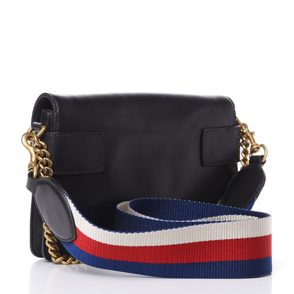 Gucci Nappa Sylvie Web Tiger Broadway Shoulder Bag Black 3 of 13