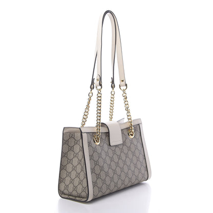 Gucci GG Supreme Monogram Moon Calfskin Small Padlock Tote Beige Ebony Mystic White 3 of 10
