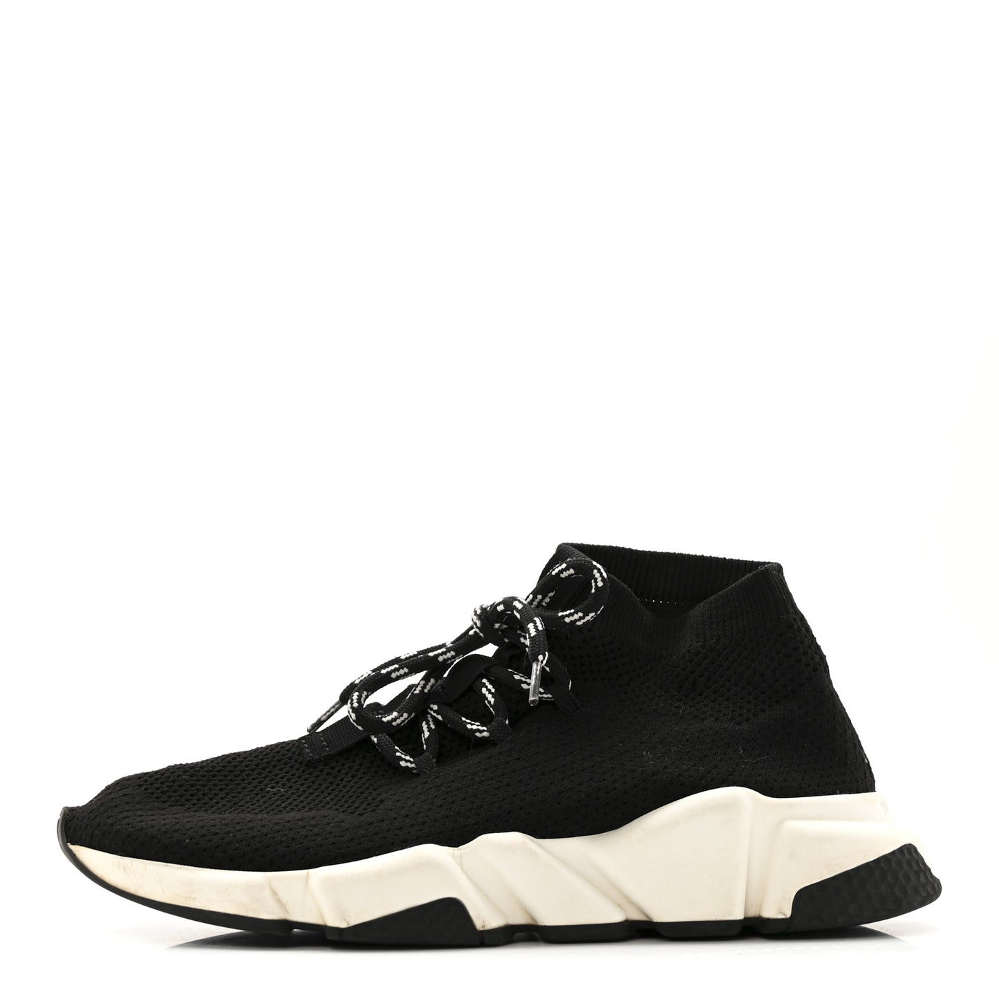 Recycled Knit Bi-Color Sole Womens Speed Lace Up Sneakers 39 Black White