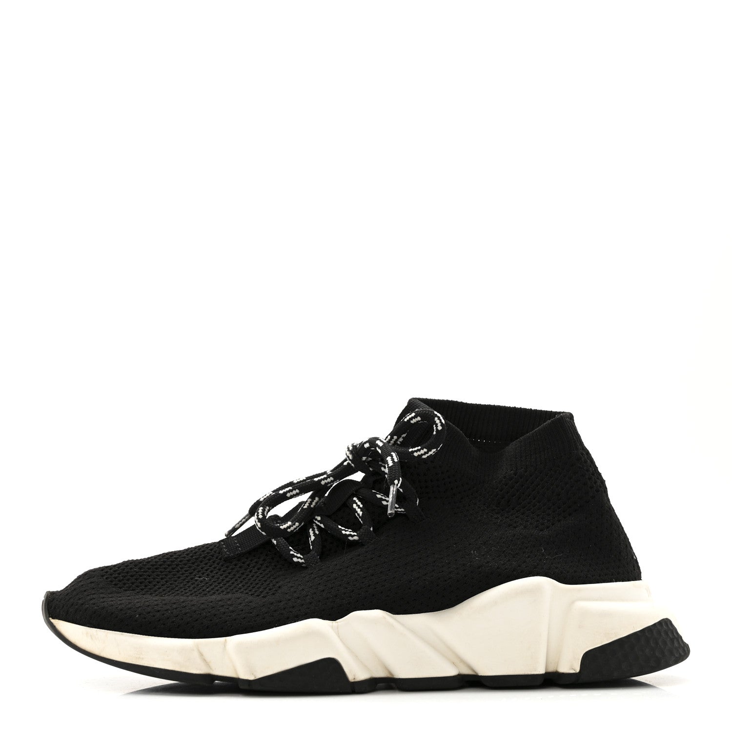 Balenciaga Recycled Knit Bi-Color Sole Womens Speed Lace Up Sneakers 39 Black White 1 of 14