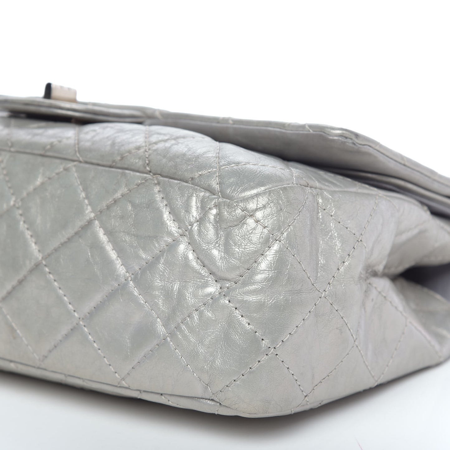 Metallic Aged Calfskin Quilted 2.55 Reissue 227 Flap Silver