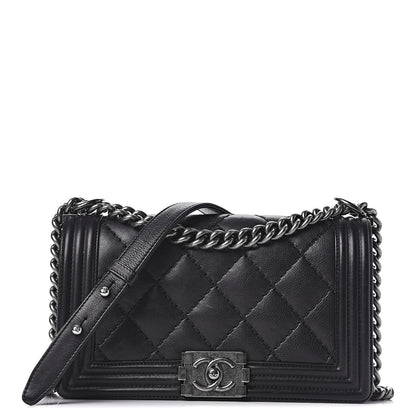 Chanel Calfskin Double Stitch Medium Boy Flap Black 1 of 12