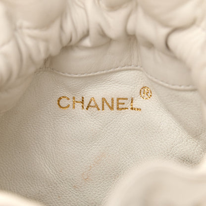 Chanel Lambskin Quilted Tassel Drawstring Pouch White 6 of 12