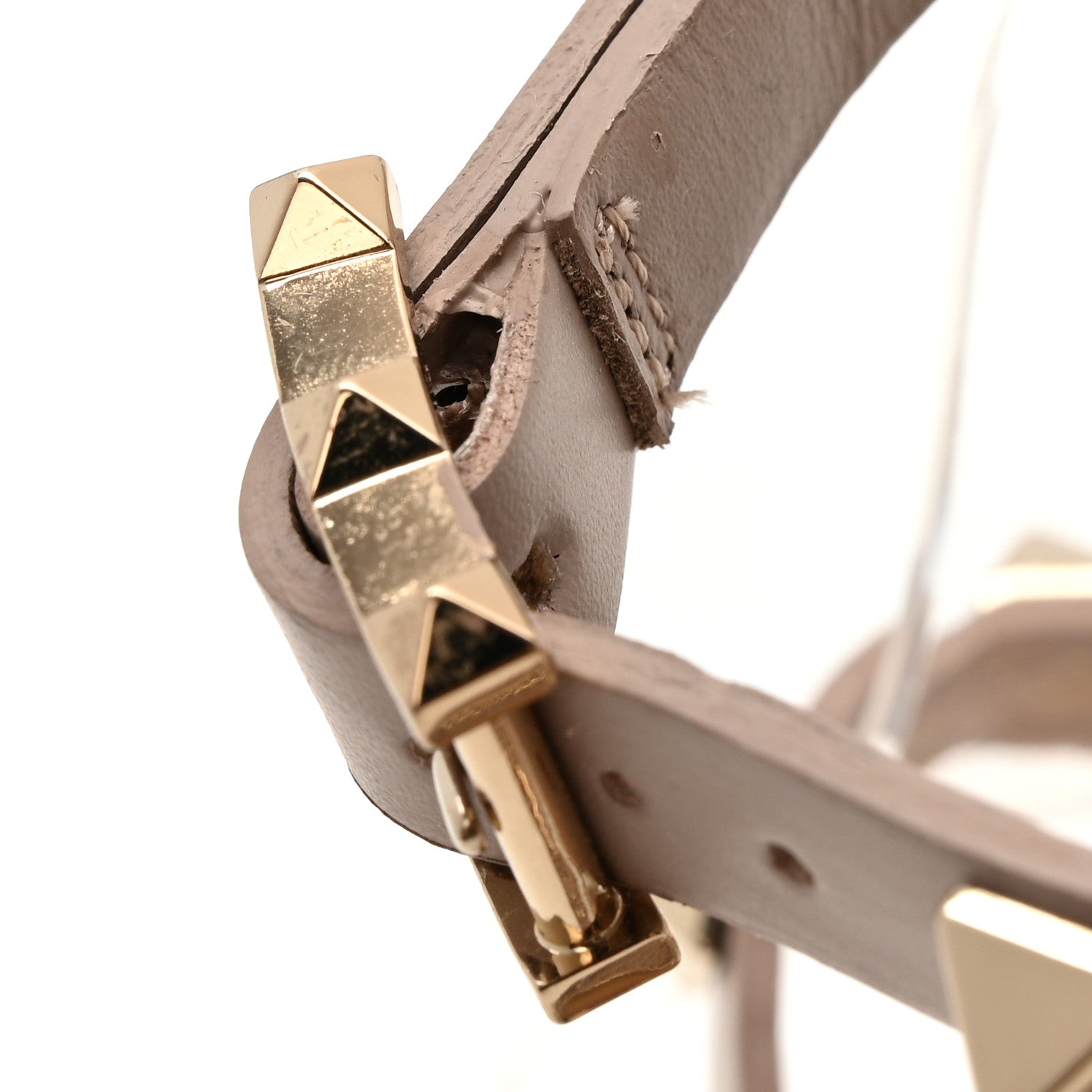 Valentino Garavani Calfskin Rockstud 60mm City Sandals 36.5 Poudre 10 of 11