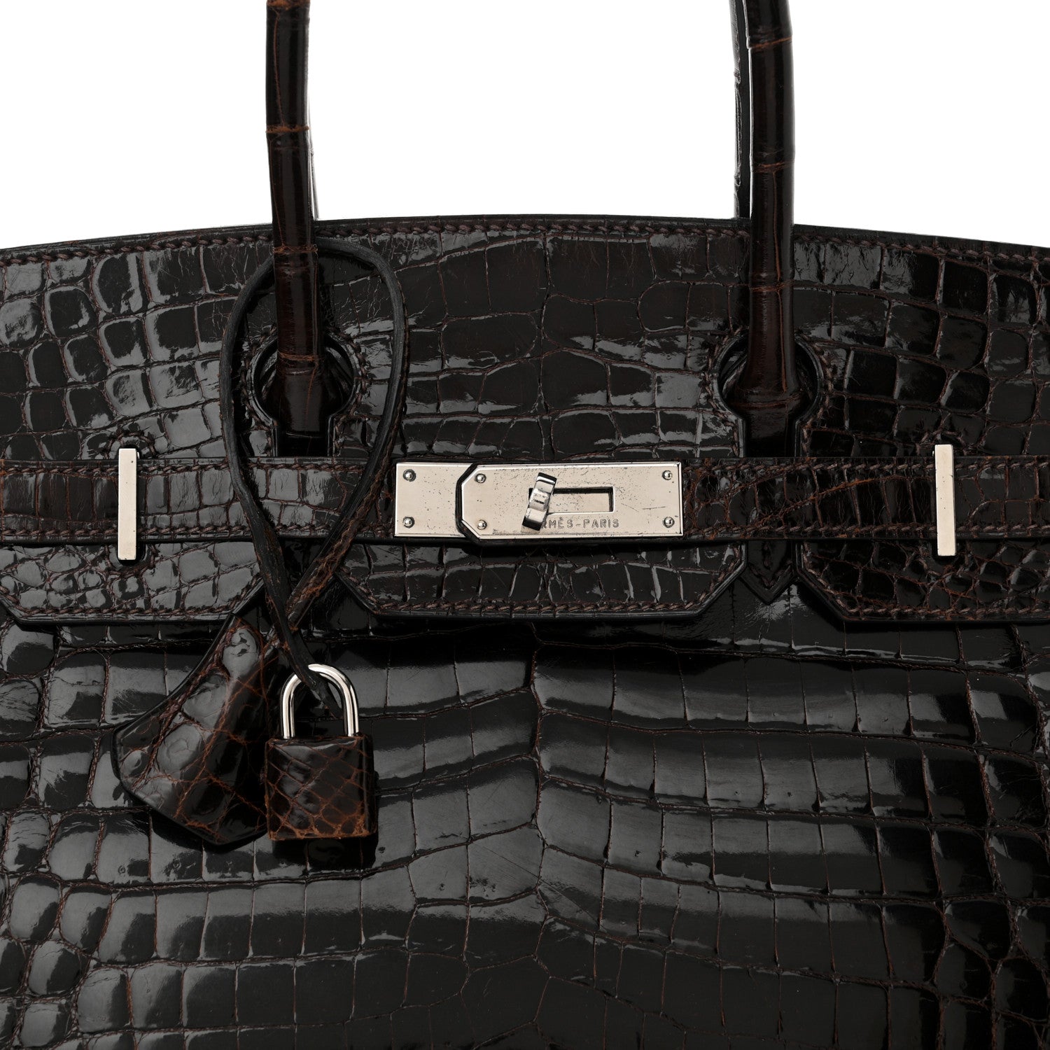 Hermes Shiny Niloticus Crocodile Birkin 30 Havane 7 of 16