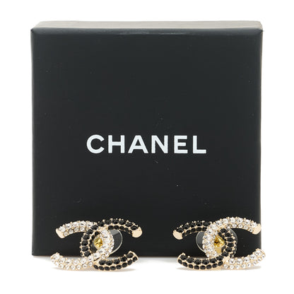Chanel Crystal CC Earrings Gold Black 5 of 5